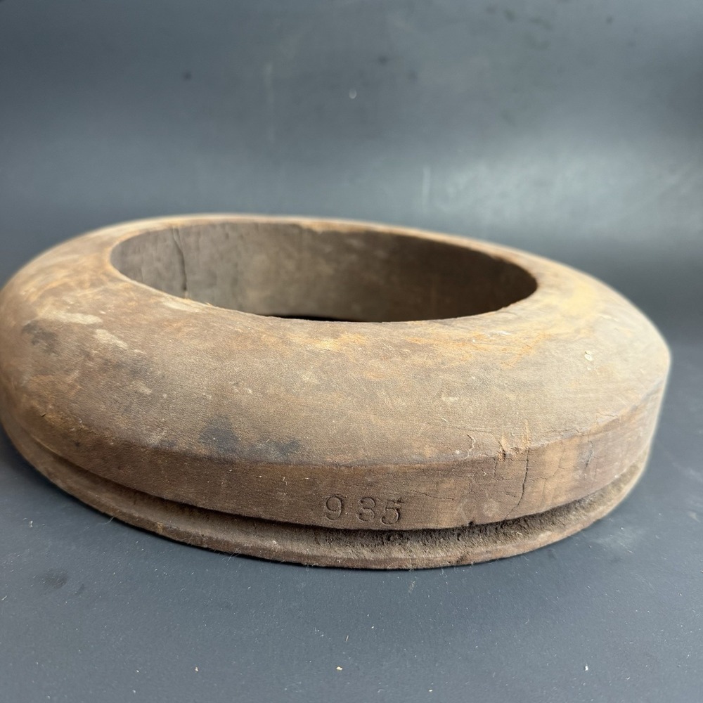 Antique Unmarked Wood Hat Block Millinery‎ Hatters Brim Mold Form 938